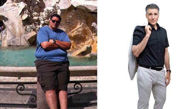 joel-christiana-before-after Before and after photos showing Joel Christiana's 210-pound-weight-loss after going whole-food plant-based