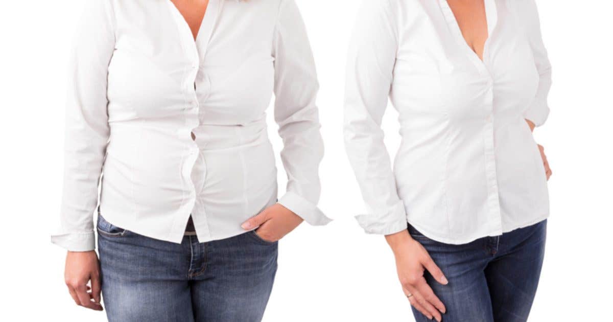 lim-webinar-fb Two woman wearing an identical outfit of jeans and a white shirt. The left woman is overweight and her shirt is stretched across her belly while in the photo on the right the woman is not overweight and her shirt fits well